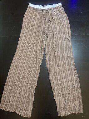 Men's Brown Striped Lightweight Lounge Pants